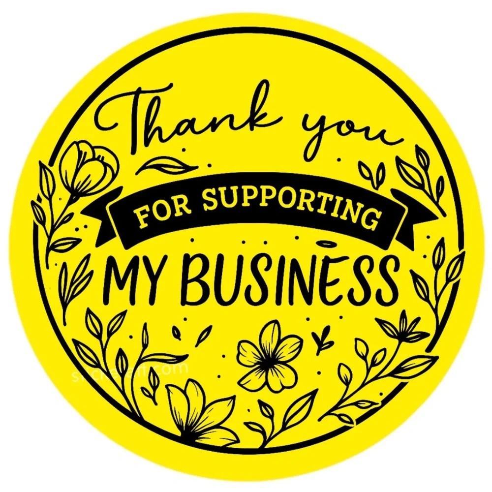 Thank You for Supporting My Business Sticker 2” | Floral Label for Packaging